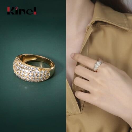 Kinel Trendy Luxury 925 Sterling Silver Wedding Ring Bridal 18K Gold Ring Woman Jewelry Silver 925 Ring 2020 NEW