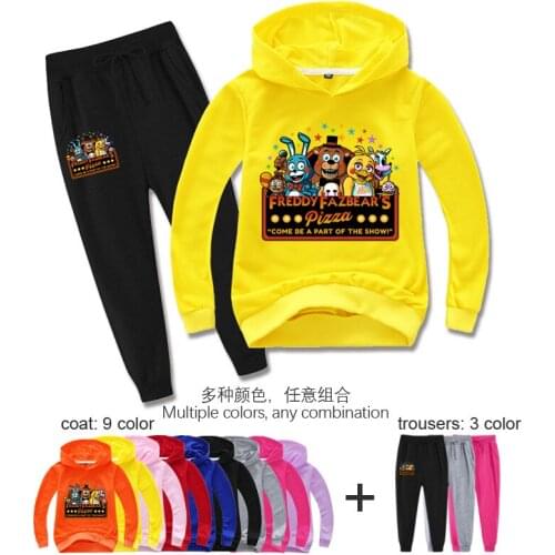 Kids Clothing Sets 2PCS Boys Girls Childrens Set Cartoon animal printing Clothes sport Suit FNAF Outwear Hoodies+Long Pants