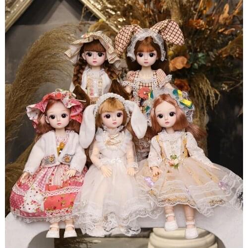 Doll with Fashion Suit 30cm 22 Movable Jointed Dolls Toy Accessories Clothes Suit for BJD Doll DIY Toy for Girls