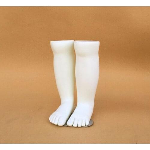 New1pair Kids Mannequin Dummy Length Display Socks Tool Plastic Children Torso Long Foot White Color Five Open Foot With Magnets