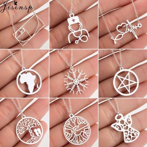 Minimalist Medical Stethoscope Necklaces for Women Daily Jewelry Fashion David Star Pendant Heartbeat Snowflake Necklace Bijoux