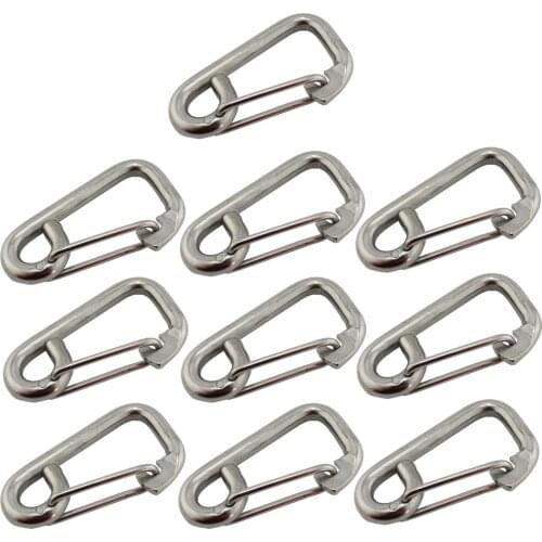 Multifunctional Stainless Simple Snap Hook Quick Link Lock Ring Hook Lanyard Hook Carabiner 6*60mm Pack of 10pcs