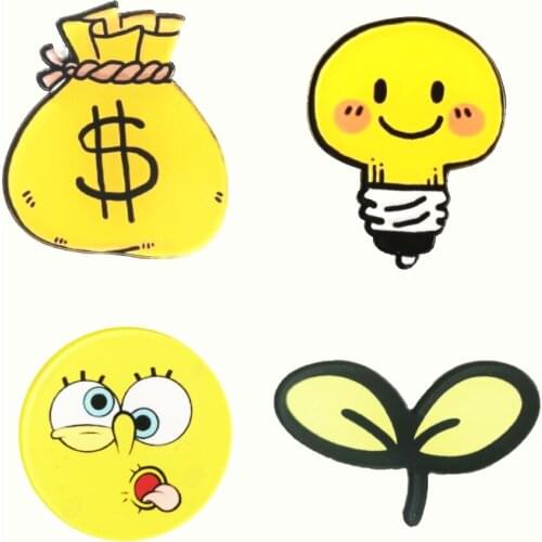 Cartoon Acrylic Brooch Anime Purse Light Bulb Sapling Lapel Pins For Backpacks Women Badges Jewelry Gift Shirt Accessories