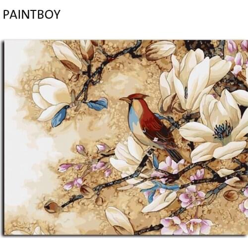PAINTBOY DIY Oil Painting By Numbers Framed Pictures Painting&Calligraphy Flower And Bird Home Decoration For Living Room G447