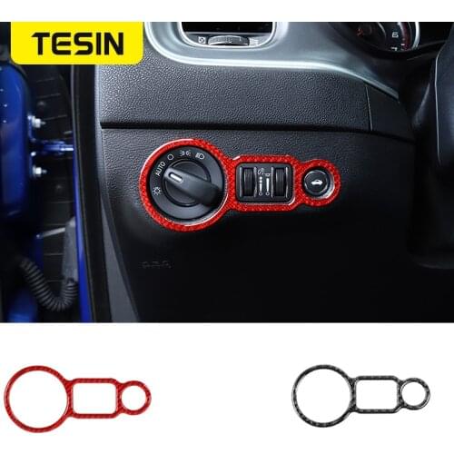 TESIN Car Stickers for Dodge Charger 2010+ Car Headlight Switch Buttons Decorative Cover for Dodge Challenger 2010+ Accessories