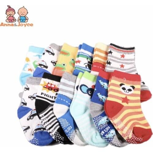 12 Pair/lot Baby Girls Boy Socks Wholesale Unisex Non Slip Baby Colorful Cartoon Socks Infant Socks baby gifts 0-3years