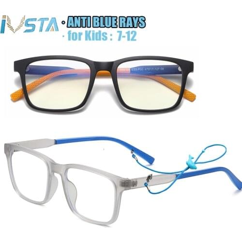 IVSTA Blue Light Glasses Kids 7-12 Years with Strap Junior Online School Student Network Computer Children Optical Prescription