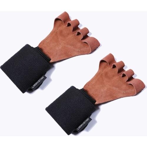 Leather Weight Lifting Gloves with Wrist Wraps Hand Grips for Palm Protection Crossfit Weightlifting Powerlifting Fitness Glove