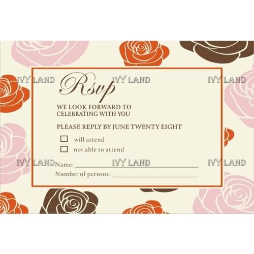 Personalized RSVP Card with Free Envelope for Wedding / Party,50 pcs/lot,R16
