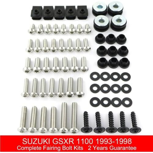 Fit For Suzuki GSXR 1100 1993 1994 1995 1996 1997 1998 Complete Full Fairing Bolts Kit Bodywork Screws Clips Nuts Covering Bolts