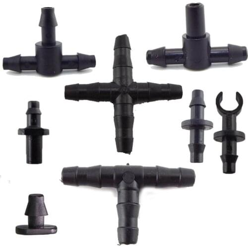 Garden Drip Irrigation Connector Fitting 4/7mm Hose Barbed Lock Tee Straight Elbow End Plugs Pipe Adapter for Watering System