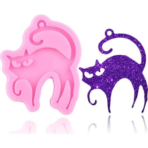 Disney Halloween Cat Keychain Silicone Molds Necklace Epoxy Craft Resin Mold Jewelry Making Moulds Candy Chocolate Fondant Mould