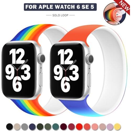 Solo Loop Strap for Apple Watch Band 5 6 SE 44mm 40mm Iwatch Elastic Silicone Bracelet 42mm 38mm for Apple Watch Seires 4 3 2 1