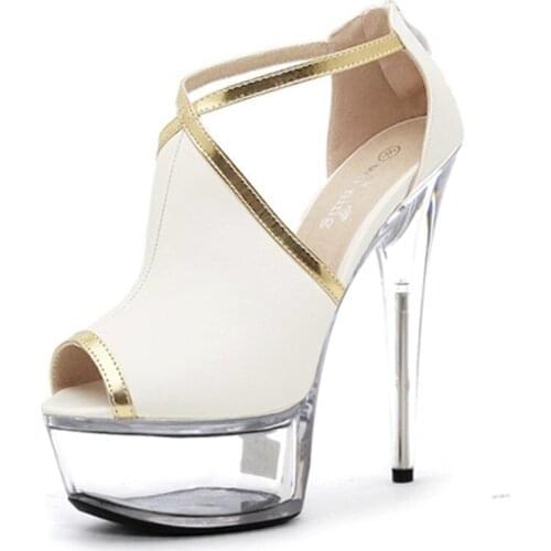 Fashion sexy high with waterproof, 15 cm package sandals with temptation Star fashion runways with cross shoes