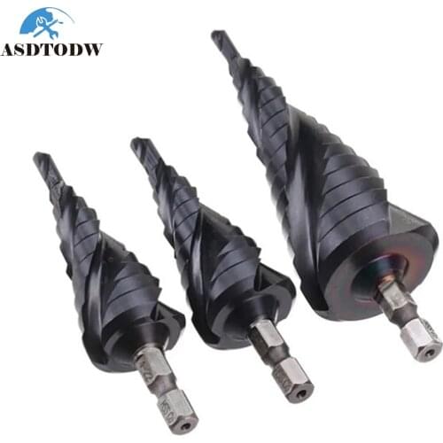 HSS-Co M35 Industrial Drill Bits 3-12/4-12/4-20mm TiAlN Coated Step Drill Bit 1/4 Inch Hex Shank Woodworking Bits