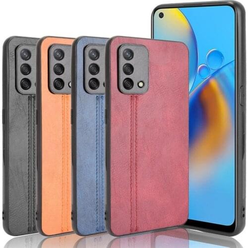 Slim Case for OPPO F19 Business Leather Cover Half-wrapped Calf-skin Funda Cool Capa for OPPO A74 4G Para