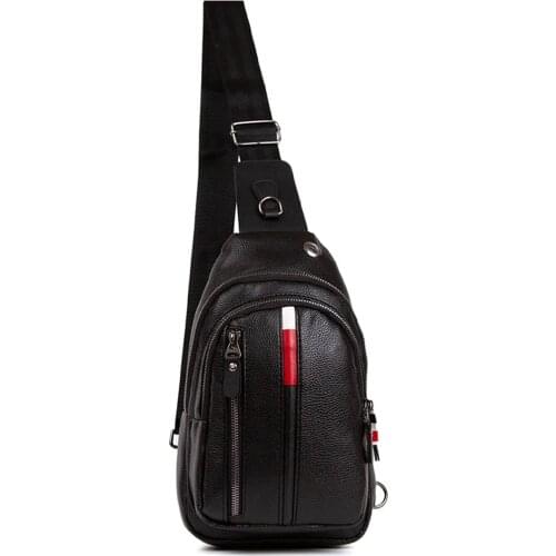 Unisex Men Women Black Vegan Lather Headphone Usb Port Cross Strap Waist Shoulder Chest Daily Travel Bodybag Multi Function Bag