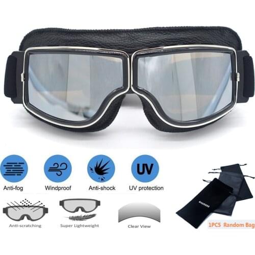 High Quality Motorcycle Goggles Pilot Motorbike Goggles Leather Retro Jet Helmet Eyewear Cycling Offroad Riding Steampunk Goggle
