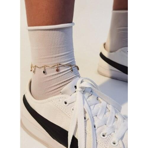 YC-UPGO Bohemian Color Crystal Pendant Anklet Handmade New 2020 Summer Beach Simple Golden Chain Beaded Anklet Jewelry Gift