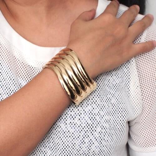 Punk Metal Statement Cuff Bracelets For Women Trend Geometric Big Alloy Bangles Bracelets Fashion Jewelry UKMOC