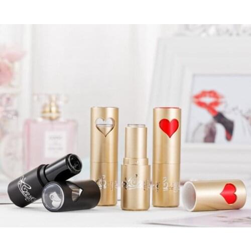 12.1mm Make up Lipstick Tube Gold Love Heart Empty DIY Batom Lips Rouge Tubes Containers Girls Valentines Day Gift 20pcs/lot