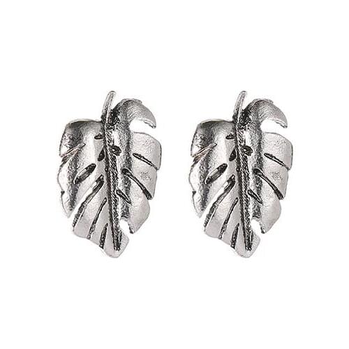 12 pairs/lot Hollow Metal Coconut Palm Leaf Earrings For Women Girl Gold Silver Color Monstera Leaves Stud Earring Ear Jewelry
