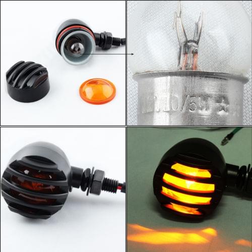 2Pcs Retro Motorcycle Turn Signals Indicator Mini Bullet Blinkers Lights For Harley Chopper Bobber Honda etc