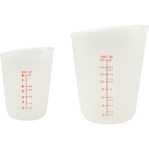 2 Pcs Silicone Measuring Cups Jugs Resin 250/500ml Precise Scale Visible Graduated Cups Non Stick Coffee Mixing Cups Handmade