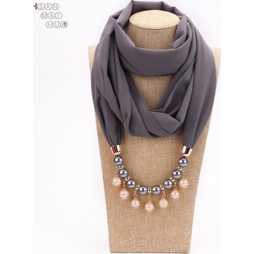 Bohemia women Jewelry pearls jewelry pendant necklace scarf femme chiffon shawls wraps female foulard muslim head scarves