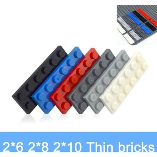 2x6 2x8 2x10 Dots Thin Figures Bricks multiple color Educational Creative Size DIY Bulk Set Building Blocks Classic Parts