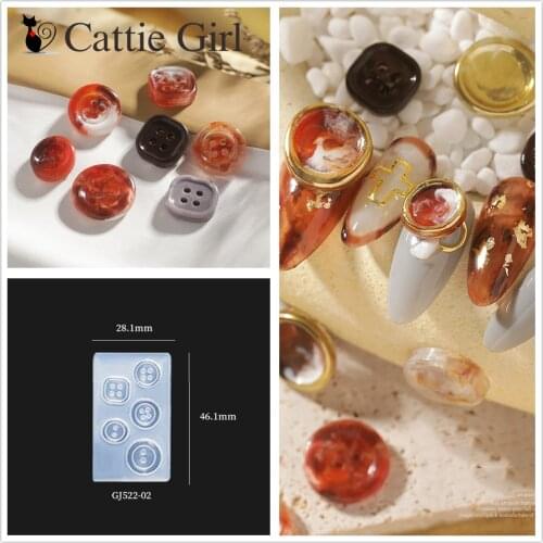 1pc Buttons Retro 3D Acrylic Nail Mold Palace Nail Art Decorations DIY Design Silicone Heart Nail Art