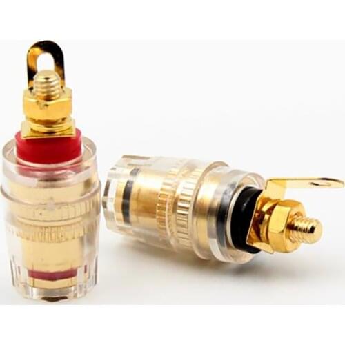 4mm amplifier audio speaker wiring socket, black red copper gold-plated insulated banana socket, banana terminal connector