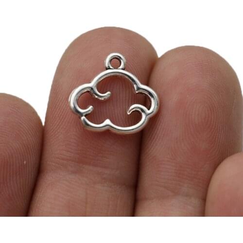 40pcs Antique Silver Plated Cloud Charms Pendants for Jewelry Making Necklace DIY Handmade Craft 14x15mm