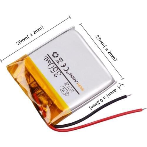 402728 3.7V 350MAH li ion Polymer rechargeable battery JAB Bluetooth headset Wireless Headset MP3 MP4 GPS 402827 Smart watches