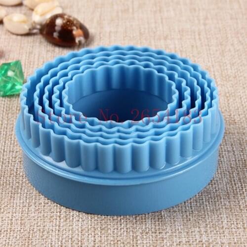 6PCS Round Wave Plastic Plunger Cutter Fondant Cake Mold Cupcake Cookie Pastry Chocolate Biscuit Decoration Baking Tool FQ2050