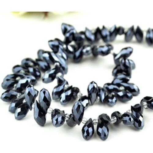 AAA Top Quality 6x12mm Teardrop Beads Crystal Glass Beads Crystal black AB color 100pcs/lot Free Shipping