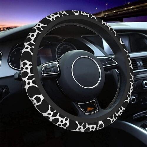 Car Steering Wheel Cover Cow Print Anti Slip Sweat Absorption Car Accessories For VW Ford Jeep Compass Kia rio 3 4 Sportage Ceed