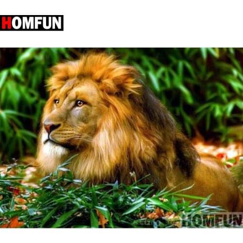 HOMFUN Full Square/Round Drill 5D DIY Diamond Painting "Animal lion" 3D Embroidery Cross Stitch 5D Home Decor A16667