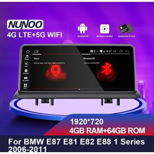 Nunoo Car Radio 10.25 Inch DVD Multimedia Player For BMW 1 Series E81 E82 E87 E88 CIC NBT 2006-2016 Android 10.0 64GB 4GB HD GPS