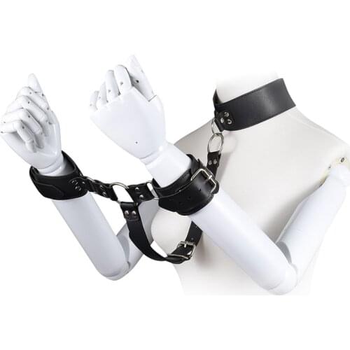 BDSM Bondage Sex Products Fetish Slave Restraint Handcuffs &Collar Chain Adult Erotic Sex Toys For Woman Couples