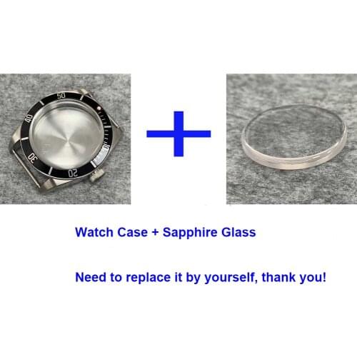 41mm Stainless Steel Watch Case + Sapphire Glass DIY with Aluminum Bezel Watch Accessories Suitable for NH35/NH36 Movement