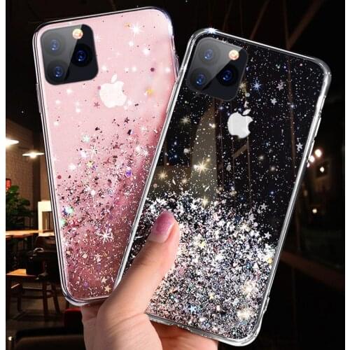 Case for iPhone 12 11 Pro Max Cases Luxury Epoxy Star Cover for iPhone XR XS Max X 7 8 6 6S Plus Covers Glitter Silicone Bumper
