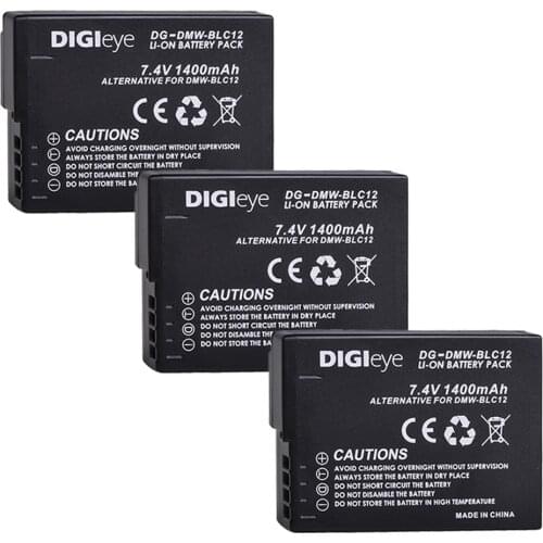 3Pcs DMW-BLC12 BLC12E BLC12PP DMWBLC12 Batteries for Panasonic Lumix DMC-G5 G6 G7 GX8 G85 GH2 DMC-FZ200 FZ1000 FZ300