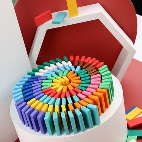 Hot Sale 120 Pcs Lot Board Game For Kids Wooden Domino Set Building Blocks Shape Learning Educational Toys Kids Gift