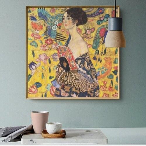 Gustav Klimt Paintings On The Wall Reproduction Portrait Of Adele Bloch Golden Wall Art Canvas Cuadros Pictures For Living Room