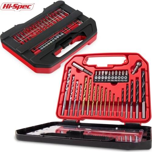 Hi-Spec 1.5~8mm HSS Twist Drill Bit Set Titanium Coated Masonary Metal Wood Drilling Power Tool Accessory Set Hand Tool In Box