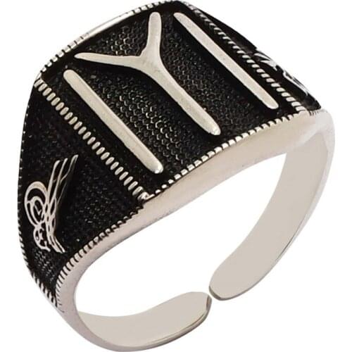 GOOD Writing, Special Making, Adjustable Finger Measure-Free, 925 Sterling Silver Men 'S Ring