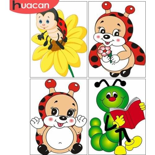 HUACAN Diamond Mosaic Cartoon Bee Diamond Painting 5D Full Square/round Diamond Embroidery Picture Of Rhinestones Child Gift