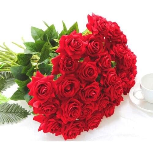Artificial Flower Red Roses Fake Flowers Bridal Party Decoration