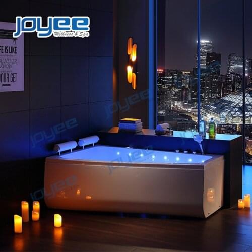 JOYEE Pure Acrylic 2 Side Skirt Corner Tub Bathroom Jakuzi Spa Whirlpool Adult Hydro Massage Bathtub